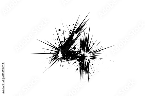 Dynamic grunge ink number four with splatter and spiky details