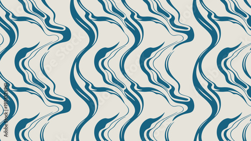 An abstract background features flowing swirling lines in a deep teal hue against a creamy off white backdrop creating a dynamic visual texture high quality professional