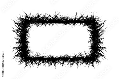 Abstract grunge frame with spiky edges on white background