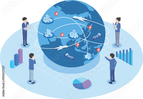 ビジネスのグローバル戦略について話し合っているビジネスパーソン