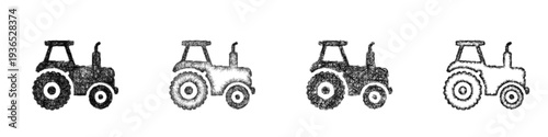 Sketch tractor icon design set
