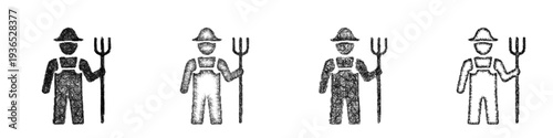 Sketch farmer icon design set