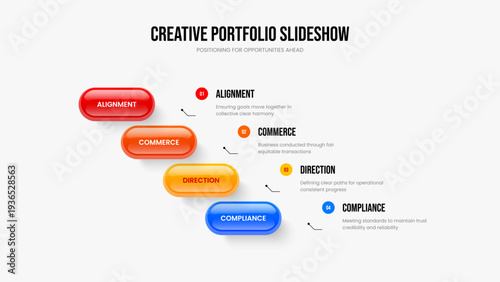 Project Development Four Element Infographic Presentation Layout. Service Introduction Frame Design Vector Illustration. Marketing Proposal 4 Option Diagram Slide Template.