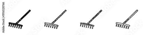 Sketch rake icon design set