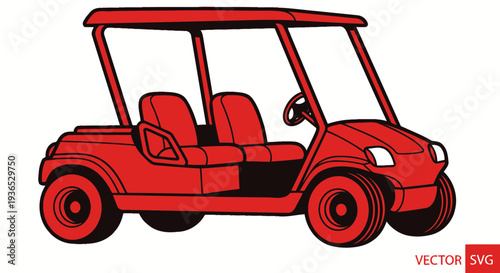 Red Golf Cart Vehicle Illustration