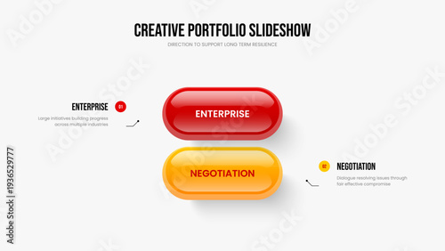 Sales Visualization 2 Option Diagram Presentation Template. Professional Report Frame Layout Vector Illustration. Digital Campaign Two Element Infographic Slide Design.