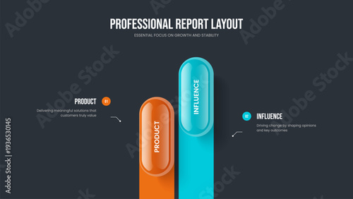 Company Campaign Two Element Diagram Frame Template. Modern Development Slideshow Layout Vector Illustration. Product Plan 2 Step Infographic Slide Design.