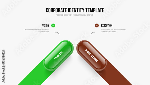 Professional Strategy Two Option Infographic Frame Design. Product Plan 2 Element Diagram Presentation Layout. Consulting Portfolio Slide Template Vector Illustration.