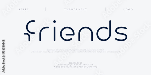 Friends, modern minimal sport logo alphabet fonts. Typography technology minimalist urban sans serif digital future creative sport logos fonts. vector illustration