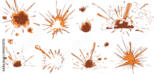 Collection of cartoon explosion and blast effects comic