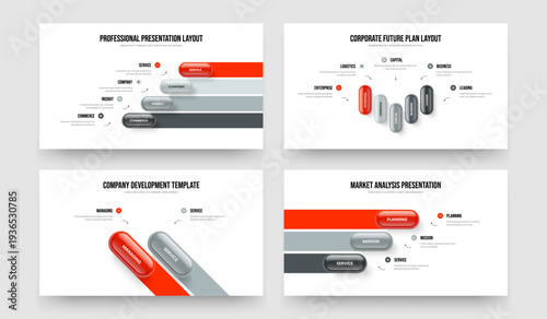 Financial Campaign 4 5 2 3 Step Infographic Slideshow Design Set. Creative Innovation Four Five Two Three Option Diagram Slide Template Vector Illustration Bundle.