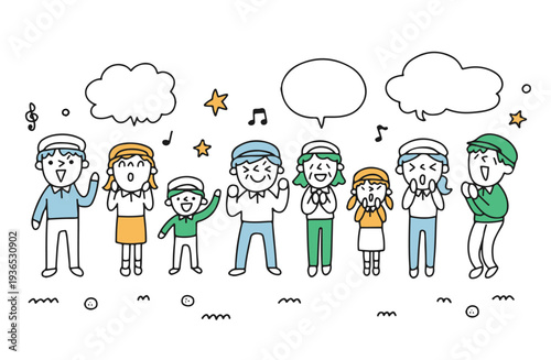 ゴルフを観戦する人たちのイラスト