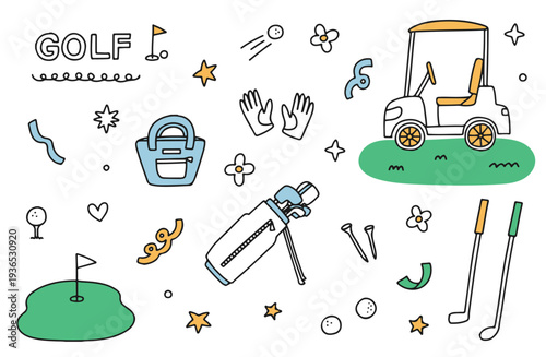 ゴルフ関係の楽しいイラスト素材セット