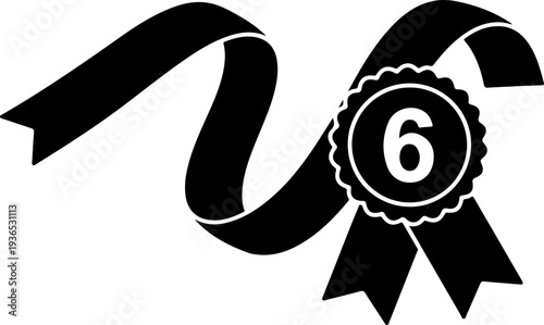Black ribbon award icon vector