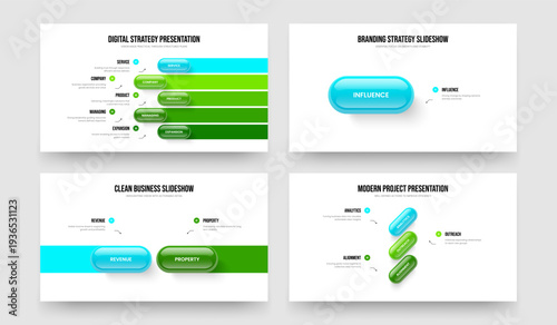 Business Campaign 5 1 2 3 Step Infographic Slide Template Collection. Modern Proposal Five One Two Three Element Diagram Frame Layout Vector Illustration Bundle.