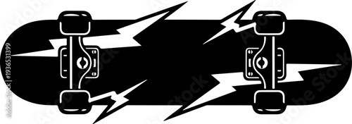 Vector skateboard icon with lightning bolts