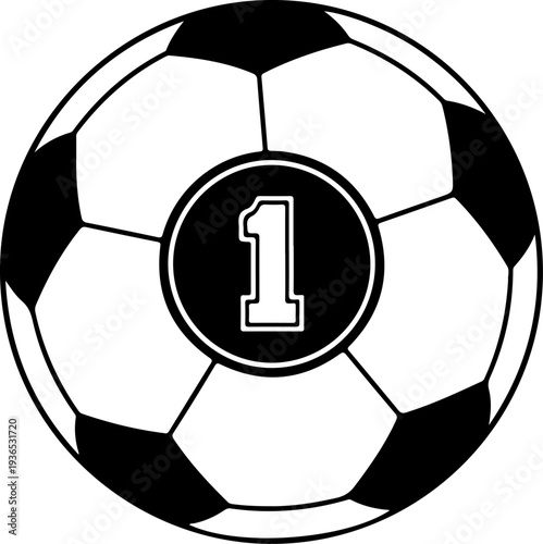 Vector soccer ball icon with number 1