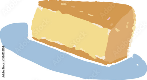 cheesecake on a blue plate digital illustration icon for restaurant bakery cafe menu