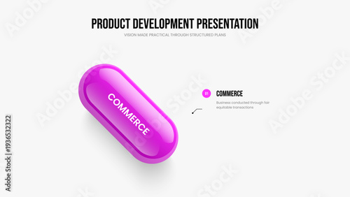 Service Innovation One Step Infographic Slide Layout. Business Visualization 1 Element Diagram Frame Design. Marketing Review Presentation Template Vector Illustration.