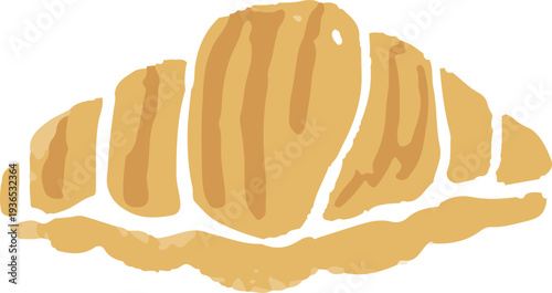 croissant sliced digital illustration icon for bakery or cafe menu