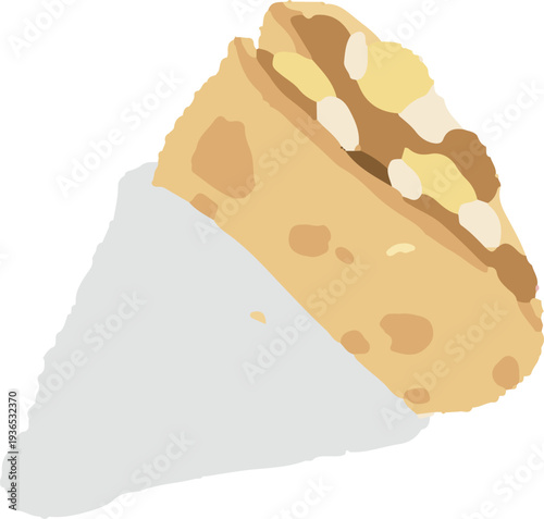 chocolate banana and creame sweet crepe digital illustration icon