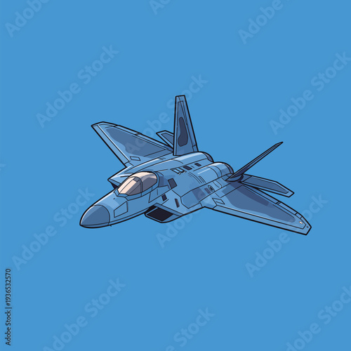 A fighter jet soars through the sky in broad daylight. The scene shows the aircraft in flight against a bright blue backdrop.
