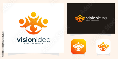 Vision Eye and People Connection logo design vector icon idea.
