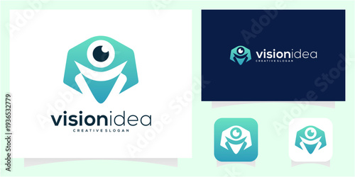 Modern Vision Eye and Human Shape logo design vector icon idea