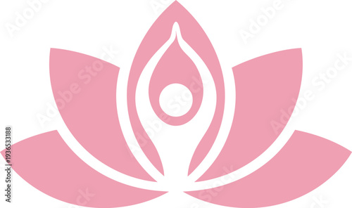 Pink lotus flower icon with white outline and transparent background