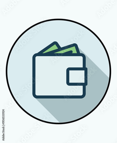 Wallet icon symbolizing financial management, personal finance, and savings for monetary wealth