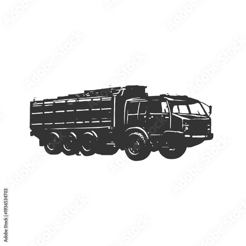Large military cargo truck silhouette used for army logistics and battlefield supply transport.