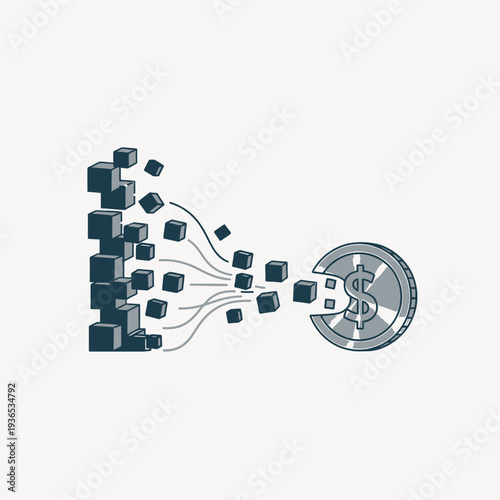 Data Transformation into Monetary Value Concept Illustration.