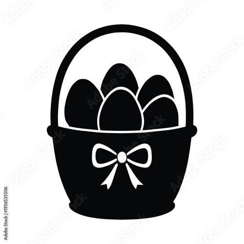 easter egg in a basket with ribbon icon