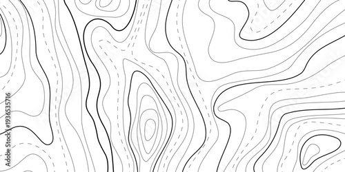 Map of topographic relief lines, illustration of relief contour Topographic landscape surface Concept of conditional geography scheme, terrain path Editable stroke Abstract ocean relief vector texture