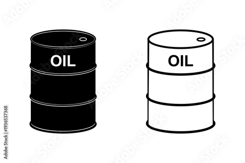 Oil barrel icon, Oil drum icon, Oil fuel symbols, for web and mobile app, isolated on a white background. Flat vector illustration