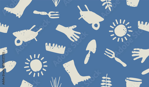 Cute gardening pattern background vector design