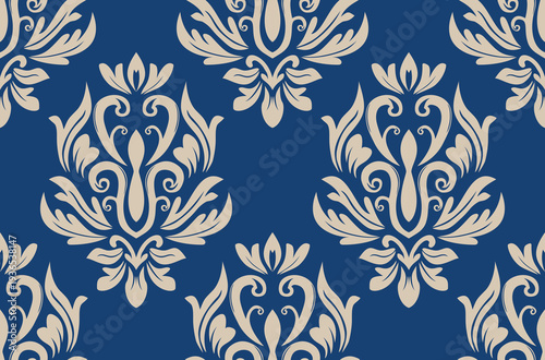 Damask seamless repeat element pattern. Beautiful luxury vintage floral damask vector illustration. Design for wallpaper, decorative, texture, textile, ornament, wrapping, shirts, clothing