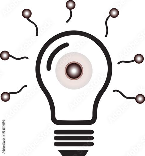 Human Reproduction Idea Concept with Light Bulb and Sperm Symbols