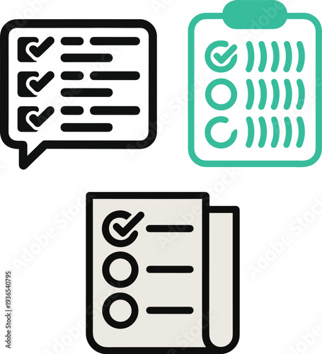 Checklist Trio: A concise collection of checklists, rendered in various designs and color schemes, each one a testament to planning, organization, and efficient task management.