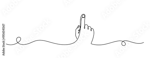 Hand with raised index finger pointing upward over line. No editable stroke