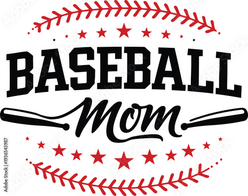 Baseball Mom Typography With Baseball Bats Sports Vector