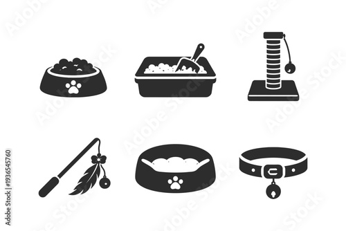 Collection of essential pet care items and accessories for cats and dogs