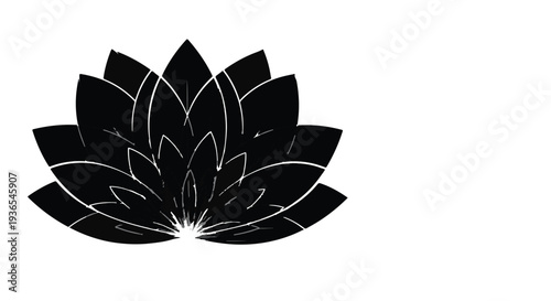 Elegant black lotus flower silhouette symbolizing peace and spiritual growth