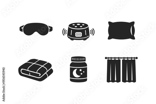 Collection of sleep aids and comfort items for a restful night's sleep