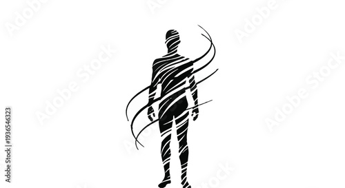 Abstract silhouette of a person with swirling lines creating a sense of movement and individuality.