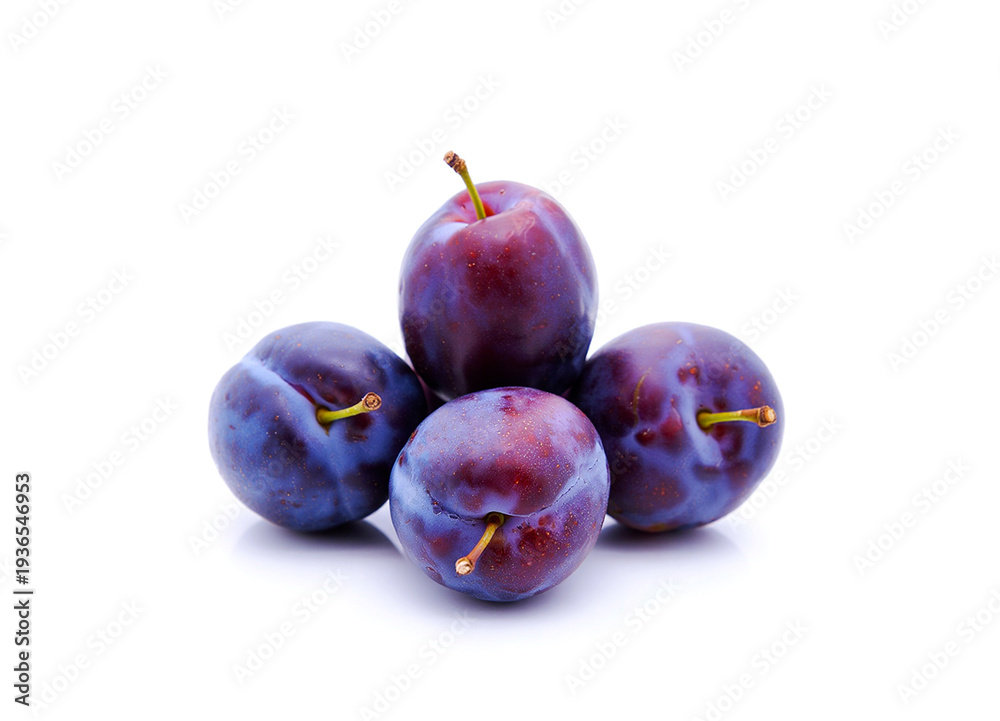 Fototapeta premium Plums isolated on white background.