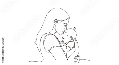 Vector illustration of a mother holding a baby