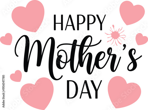 Happy Mother's Day greeting card vector illustration with hearts and daisy flower for celebration banner template