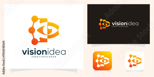 Modern Tech Eye with Data Node Logo Template. Digital Connectivity and Network Icon Inspiration.