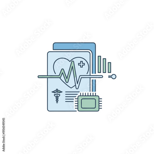 Digital health record with EKG data and medical technology chip